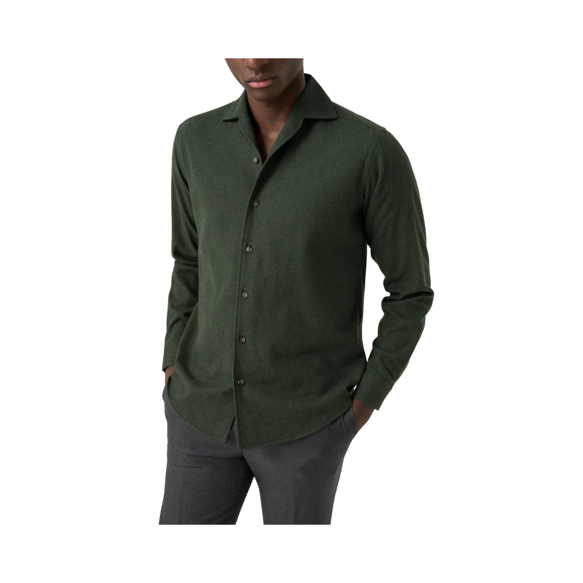 Solid Flannel Shirt - Dark Green