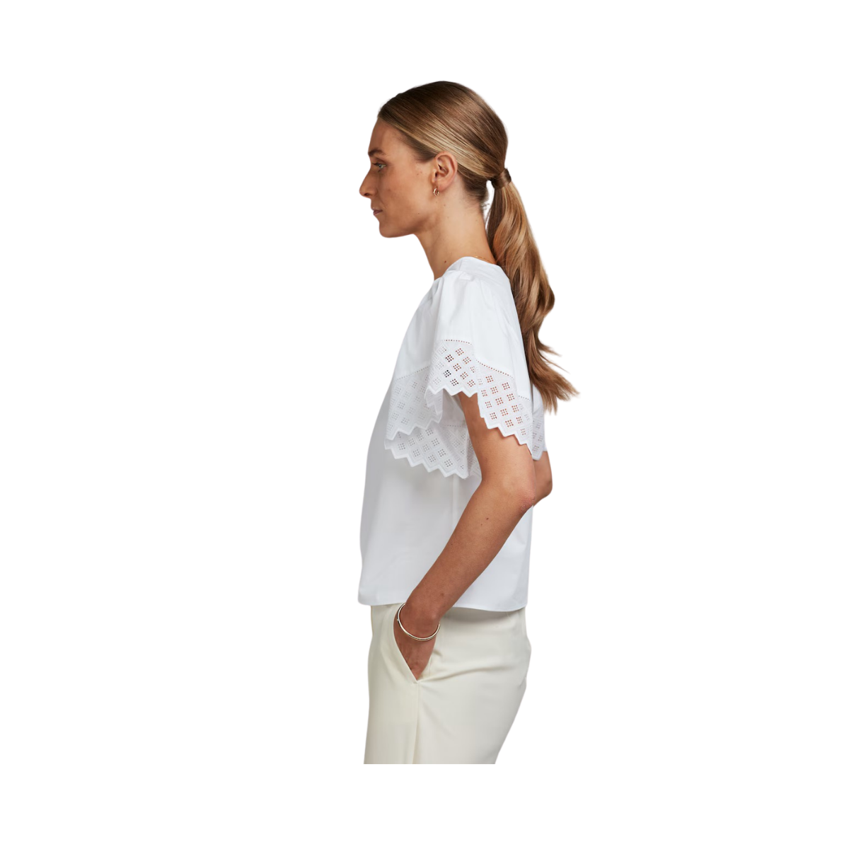 Leona Blouse Wide Sleeve - White