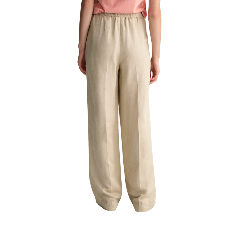 Relaxed Linen Blend Pull On Pants - Beige