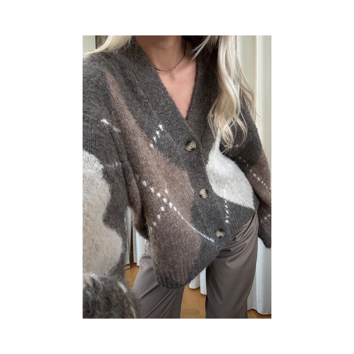 N-Laiana Knit Cardigan - Ash Brown Mix