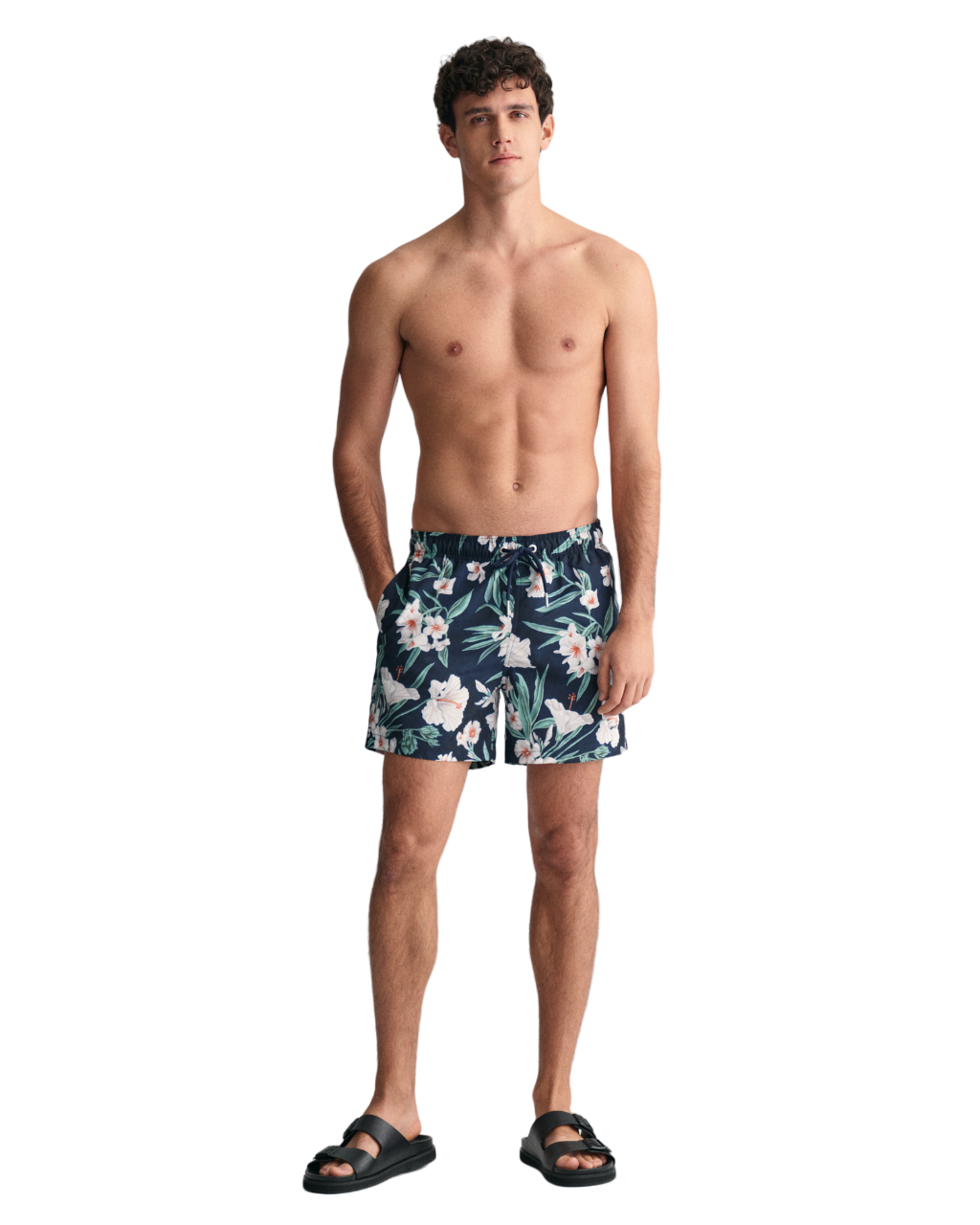 Oleander Print Swim Shorts - Blue