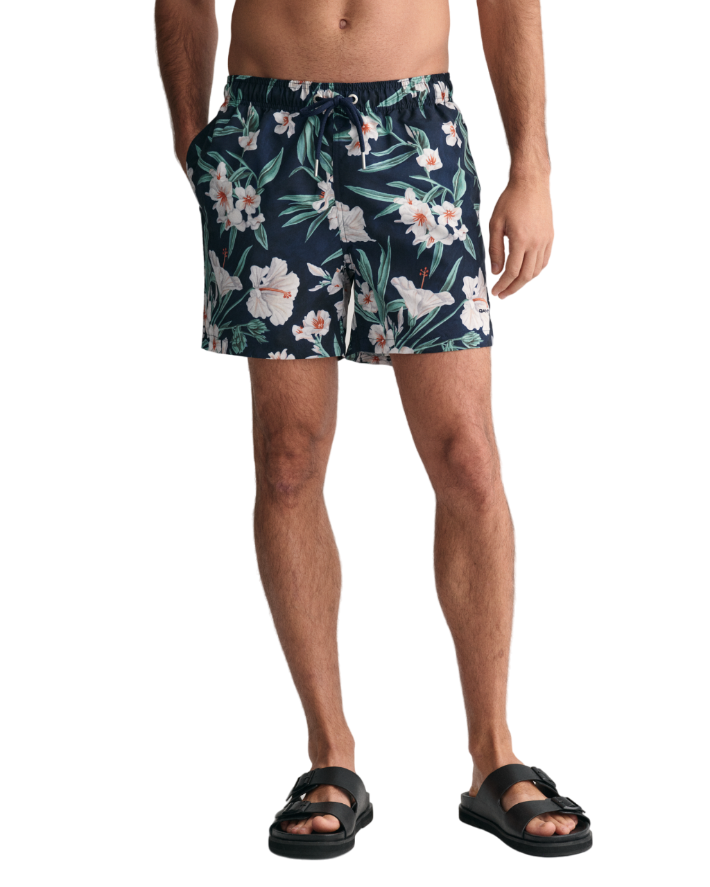 Oleander Print Swim Shorts - Blue