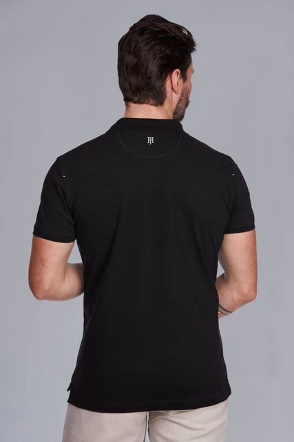Pique Stretch Polo - Black