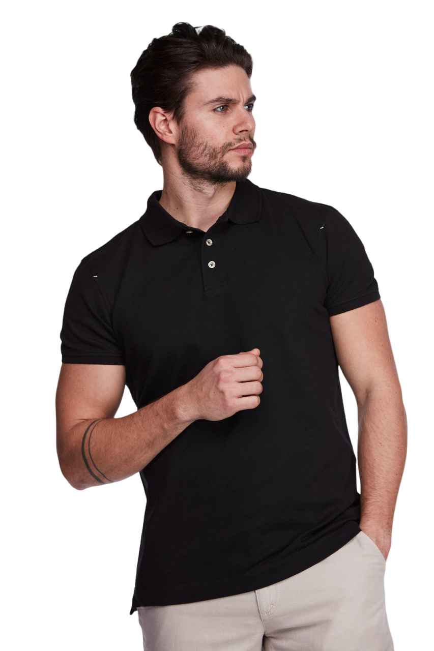 Pique Stretch Polo - Black