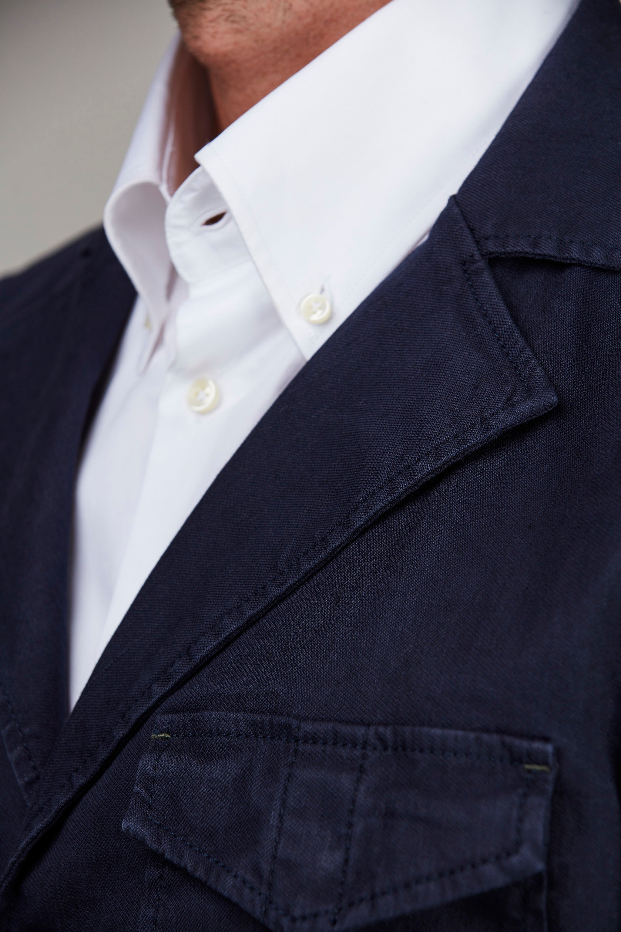 SPERLONGA LINEN BLEND JACKET - NAVY 48 S