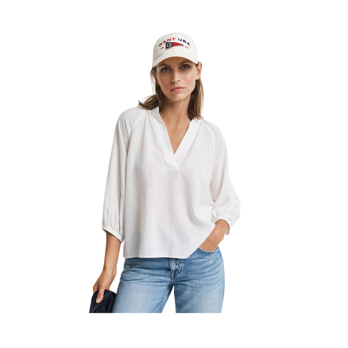 LINEN SS BLOUSE - White