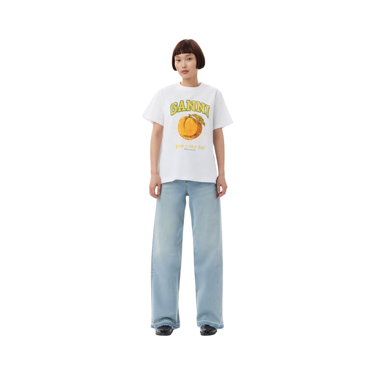 Basic Jersey Peach Relaxed T-shirt - White