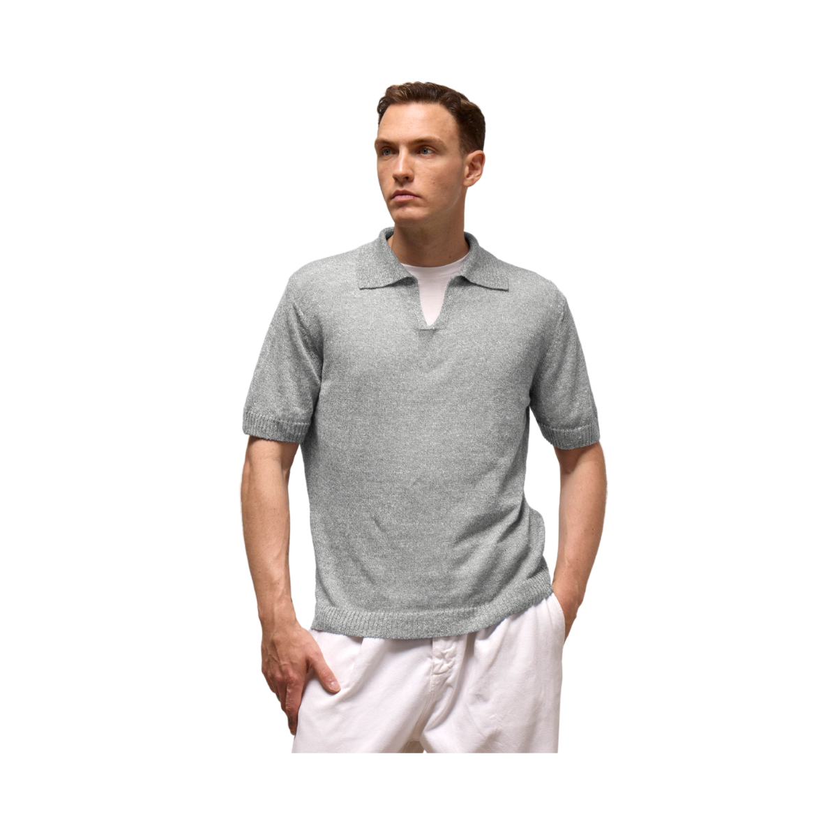 Polo Corta Cotone Muline - Ice