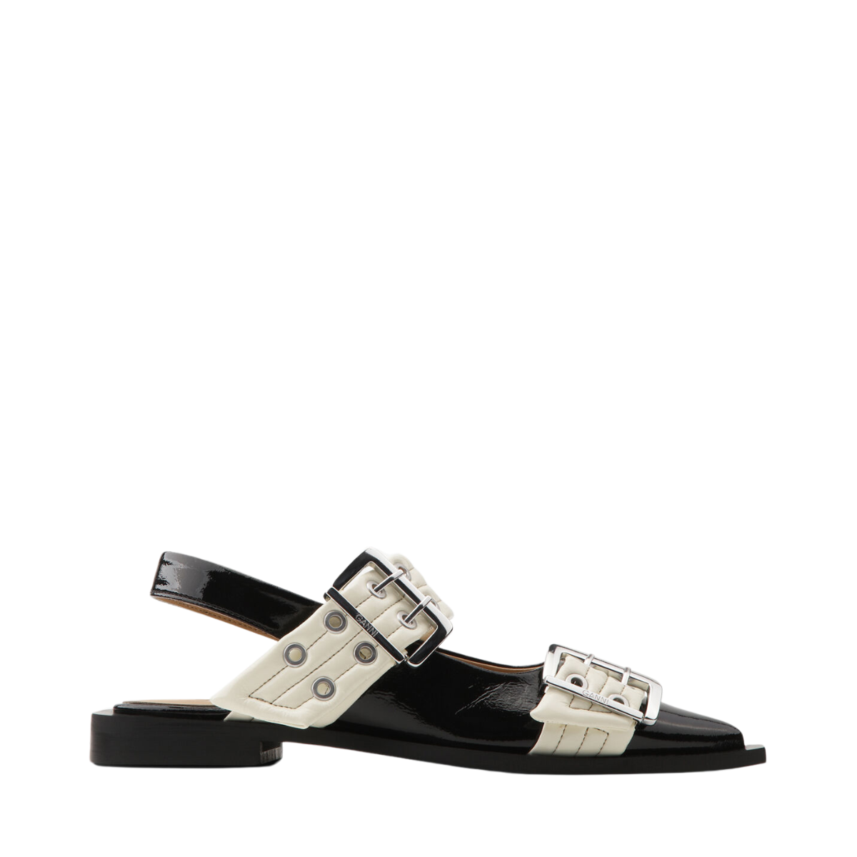 Feminine Buckle Ballerina Naplack Bicolor - Black/Egret