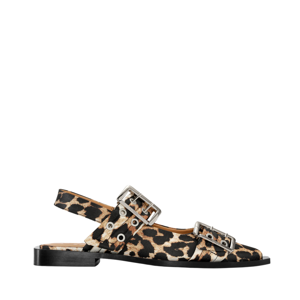 Feminine Buckle Ballerina Satin Print - Leopard