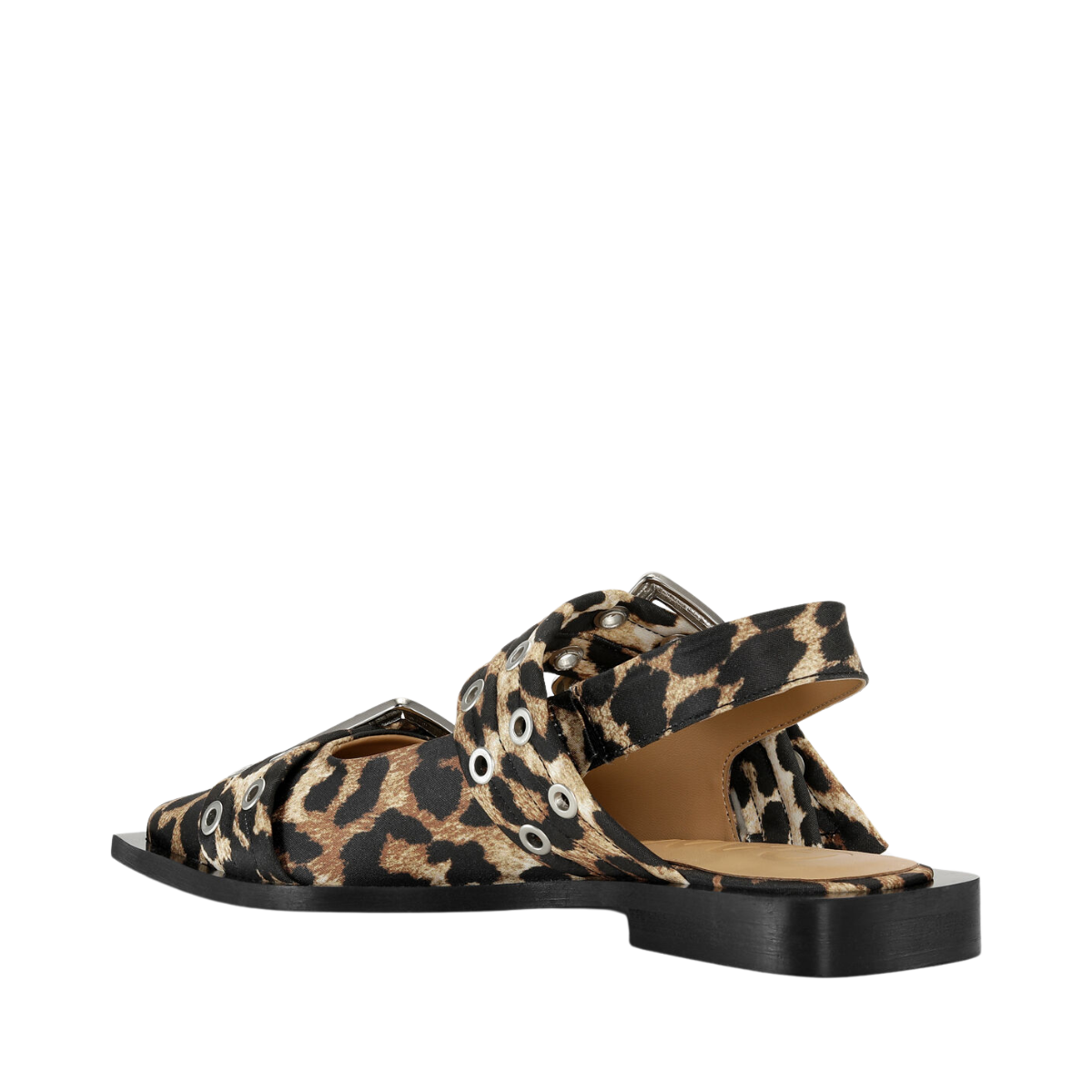 Feminine Buckle Ballerina Satin Print - Leopard