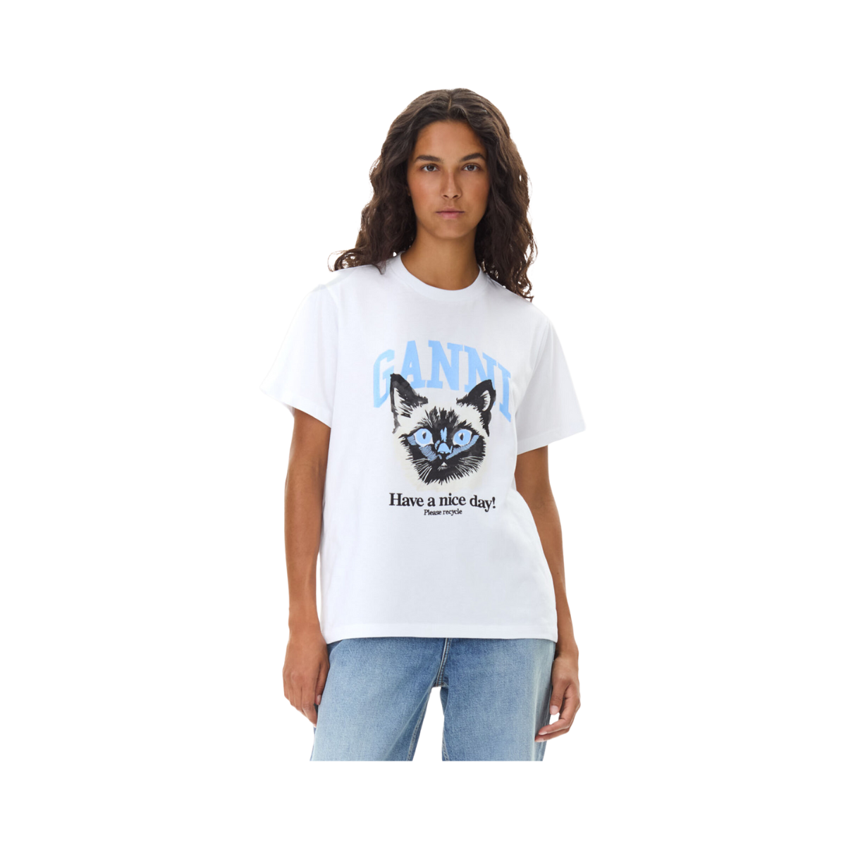 Basic Jersey Cat Relaxed T-shirt - White