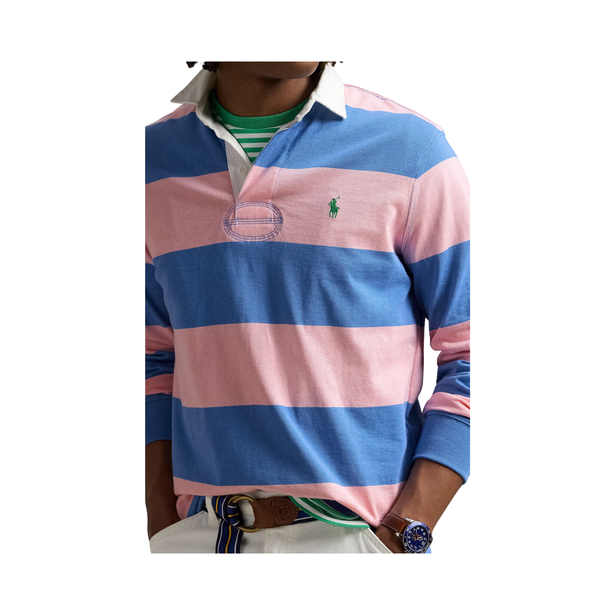 Long Sleeve Rugby - Garden Pink/New England Blue