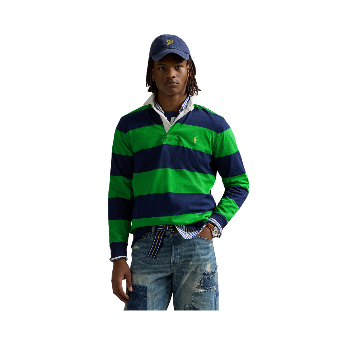 Long Sleeve Rugby - Newport Navy/Bright Clover