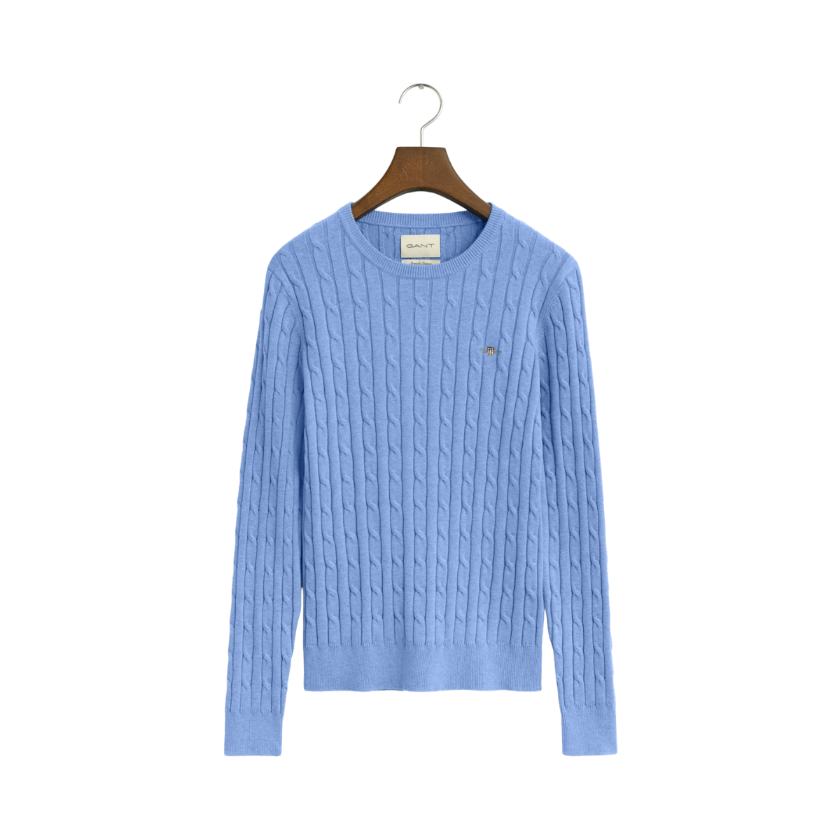 Stretch Cotton Cable C-Neck - 424 Hydrangea Blue