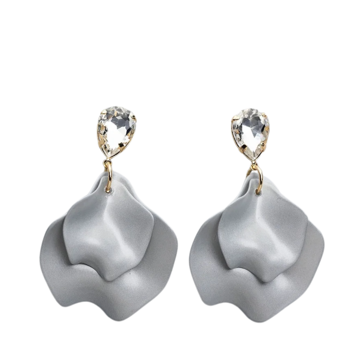 Leaf Earrings - Silver CZ