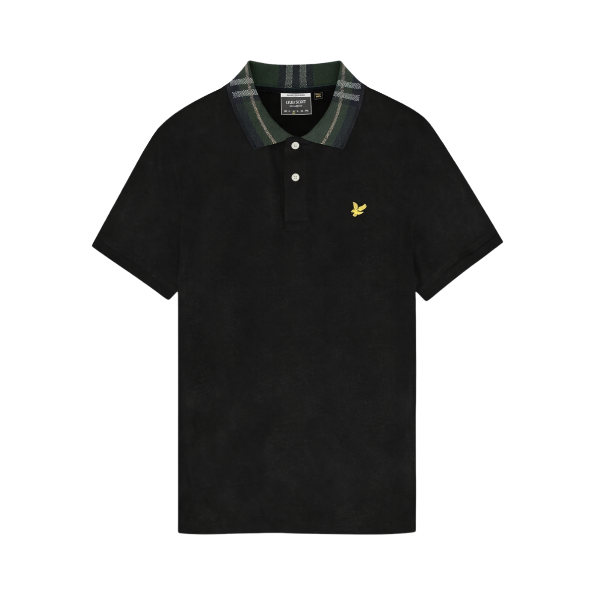 Tartan Collar Polo Shirt - Jet Black