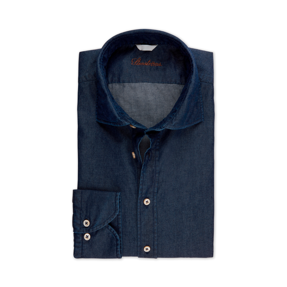 Fitted Body Shirt In Denim - Dark indigo