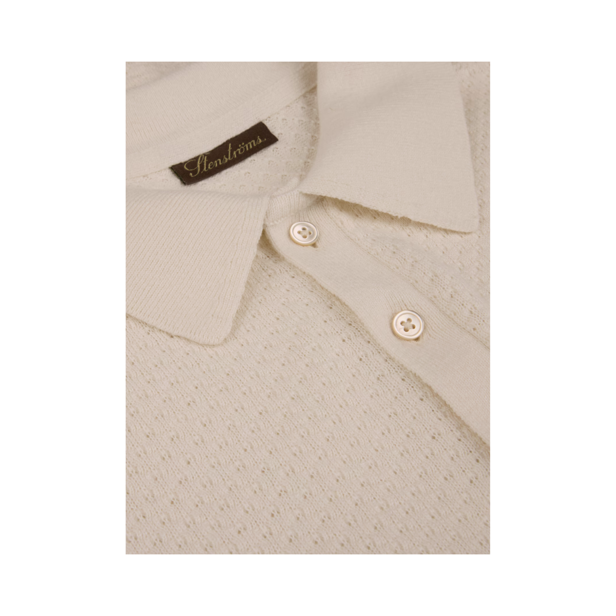 Polo Shirt Knitted Textured - Offwhite