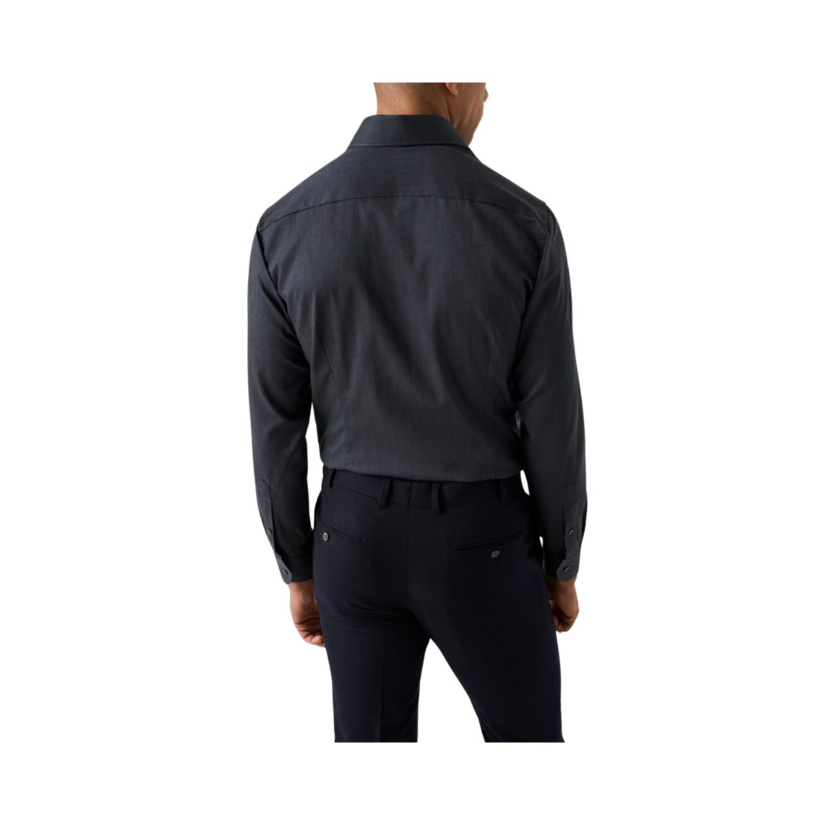 Herringbone Wrinkle Free Flannel Shirt - Navy Blue