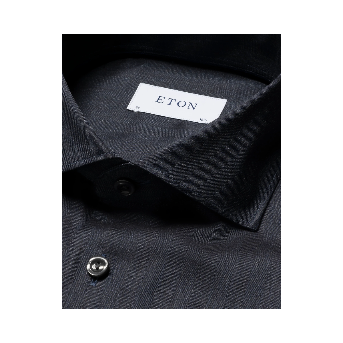 Herringbone Wrinkle Free Flannel Shirt - Navy Blue