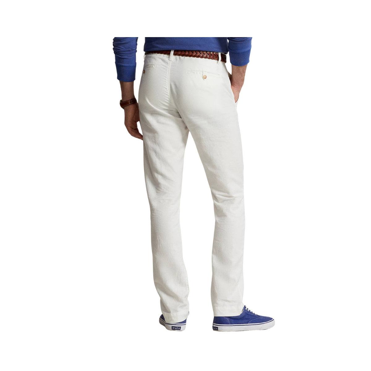 Straight Fit Linen-Cotton Trouser - White
