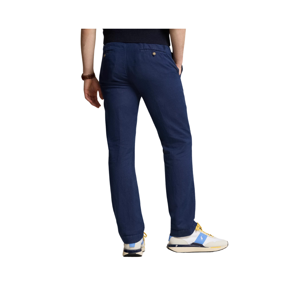 Straight Fit Linen-Cotton Trouser - Navy