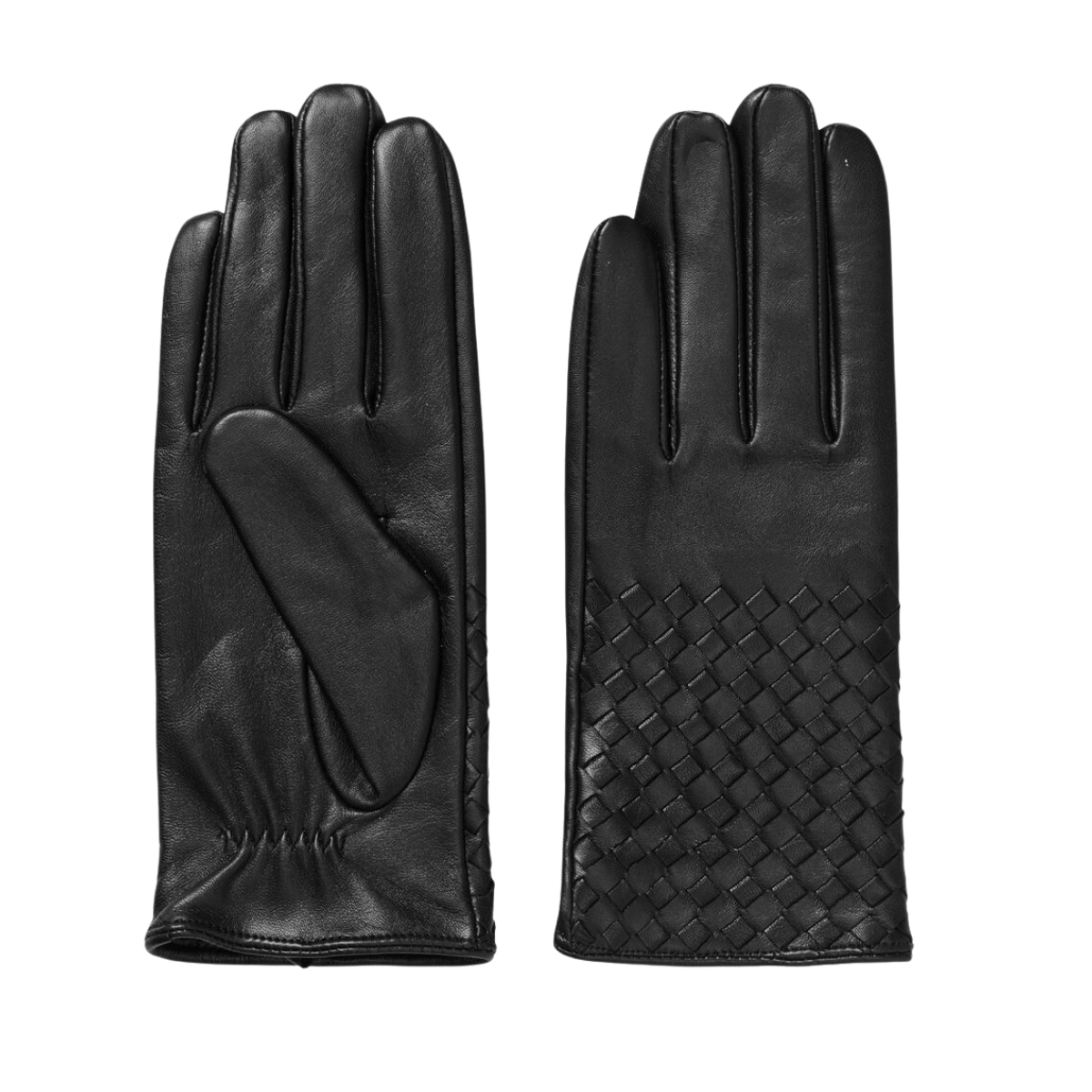 Day Leather Braided Gloves - Black
