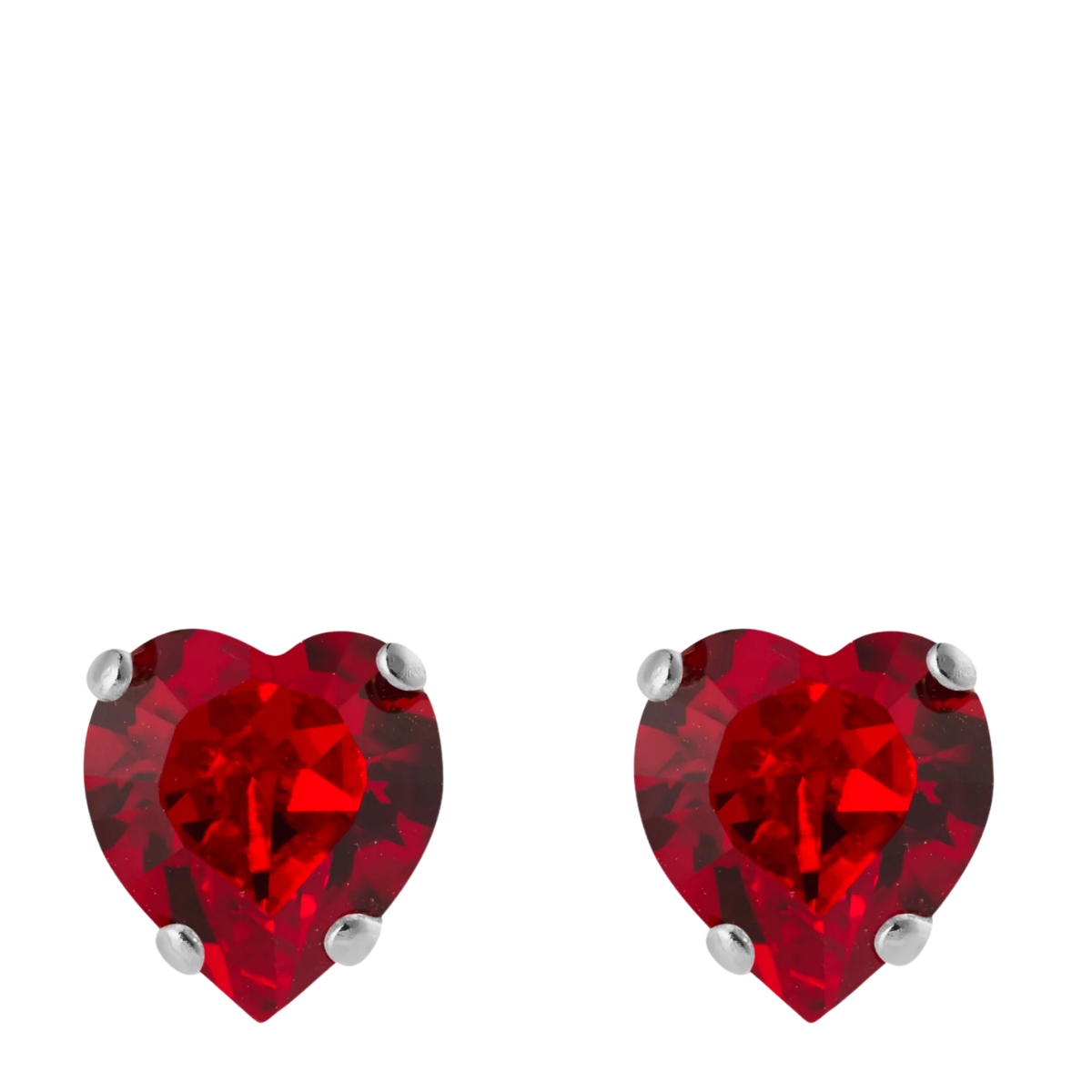 Heart Earrings Rhodium - Light Siam