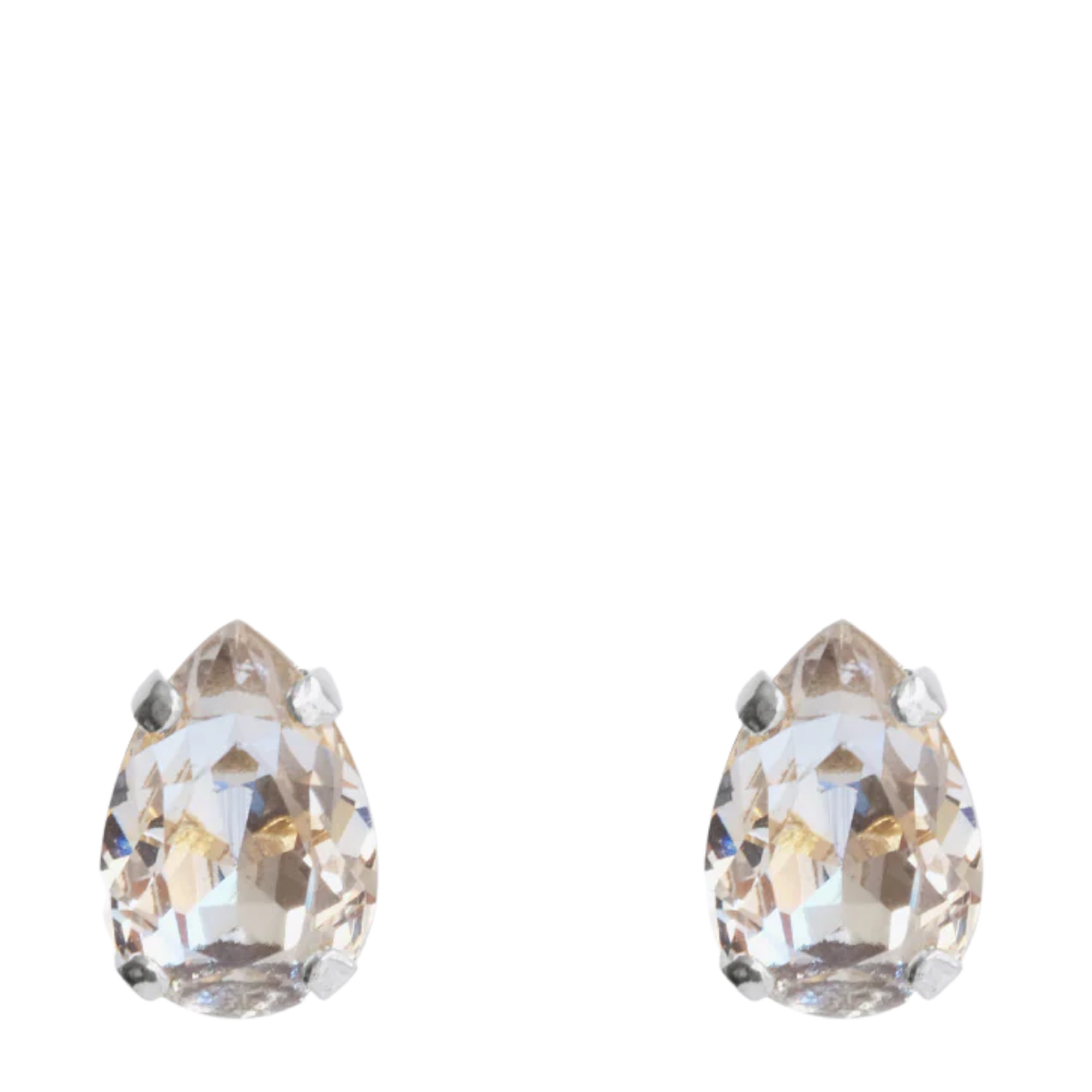 Petite Drop Stud Earrings Rhodium - Crystal