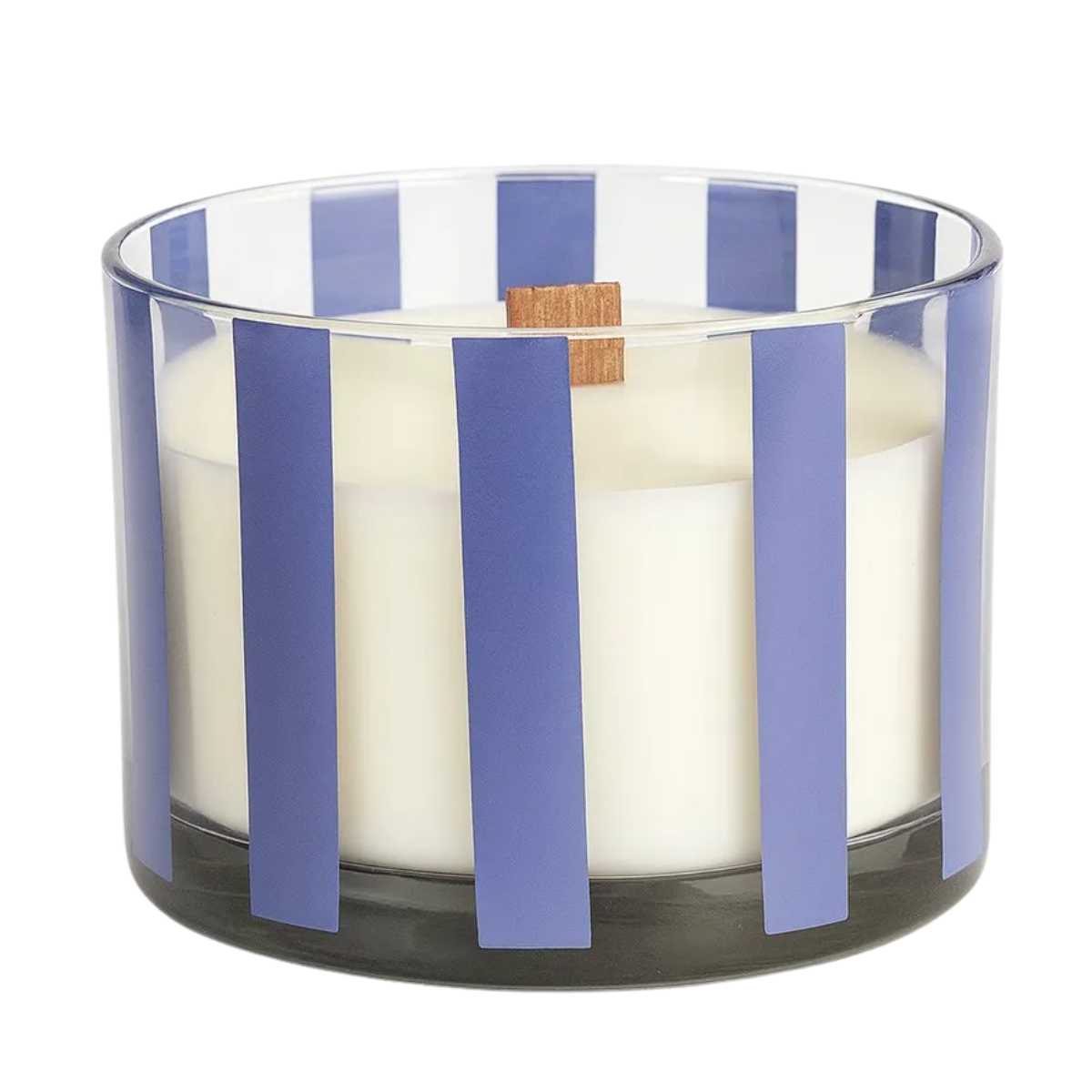 Striped Glass Candle Blue - Tiramisu