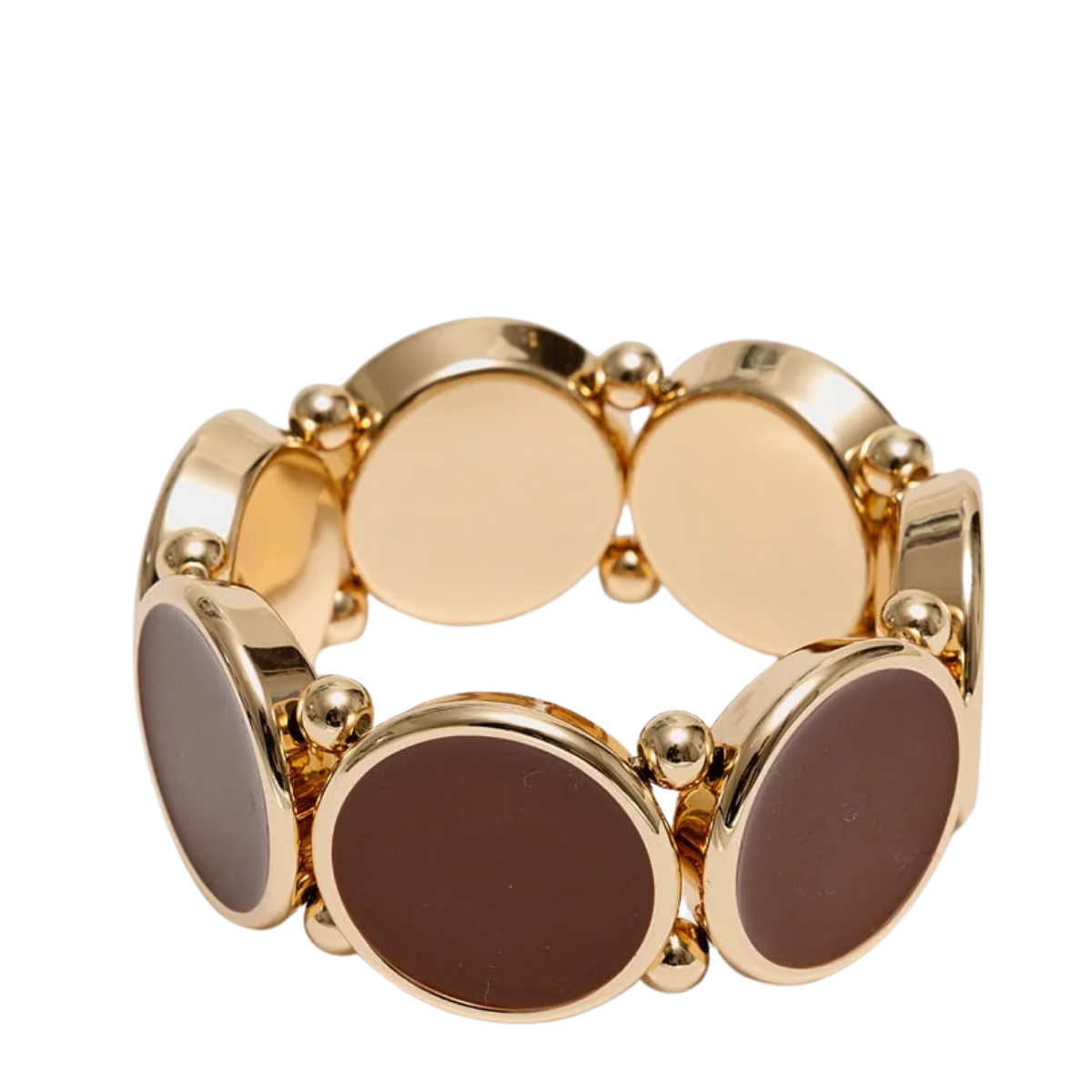 Ava Elastic Bacelet - Gold w Cognac