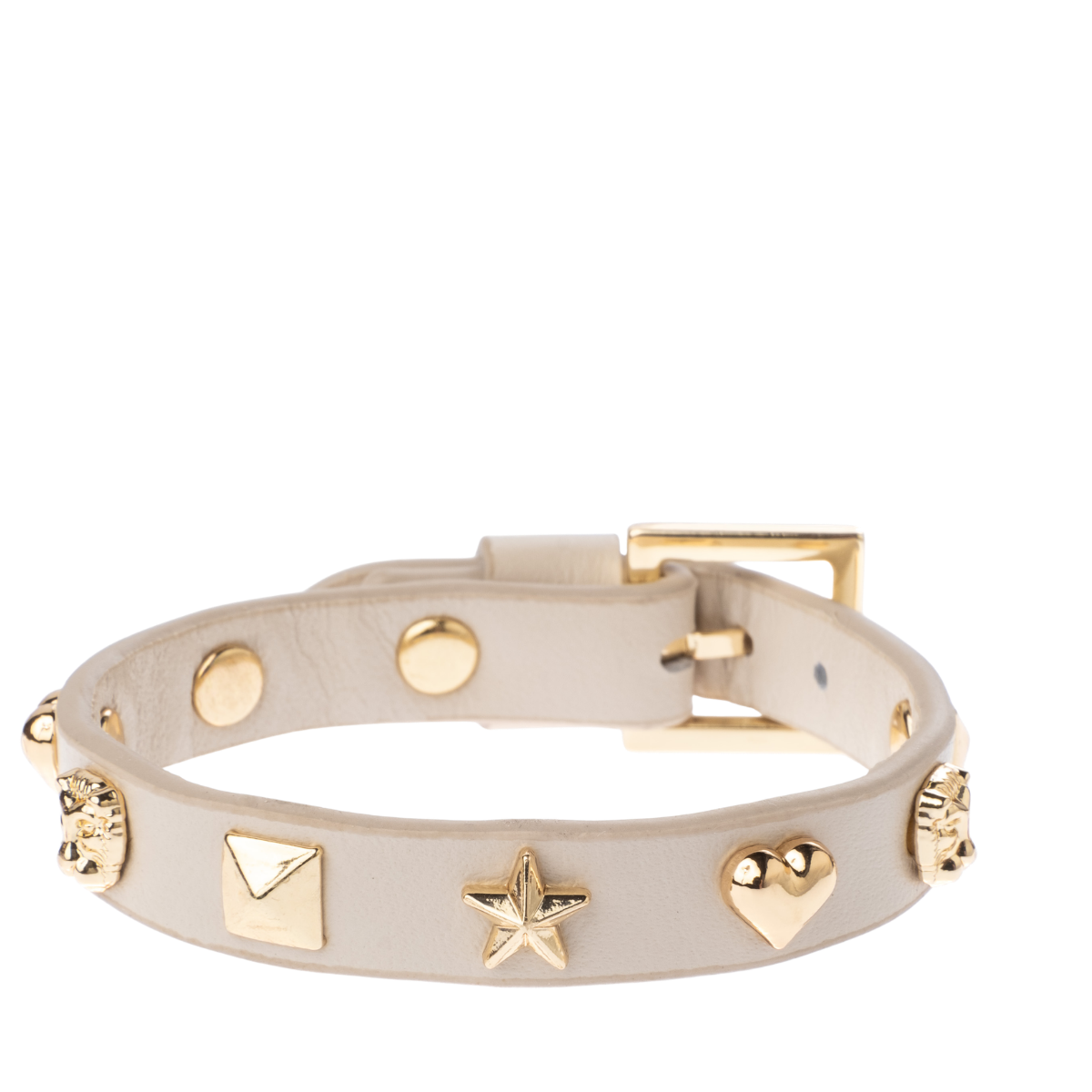 Leather Sign Stud Bracelet - Sand