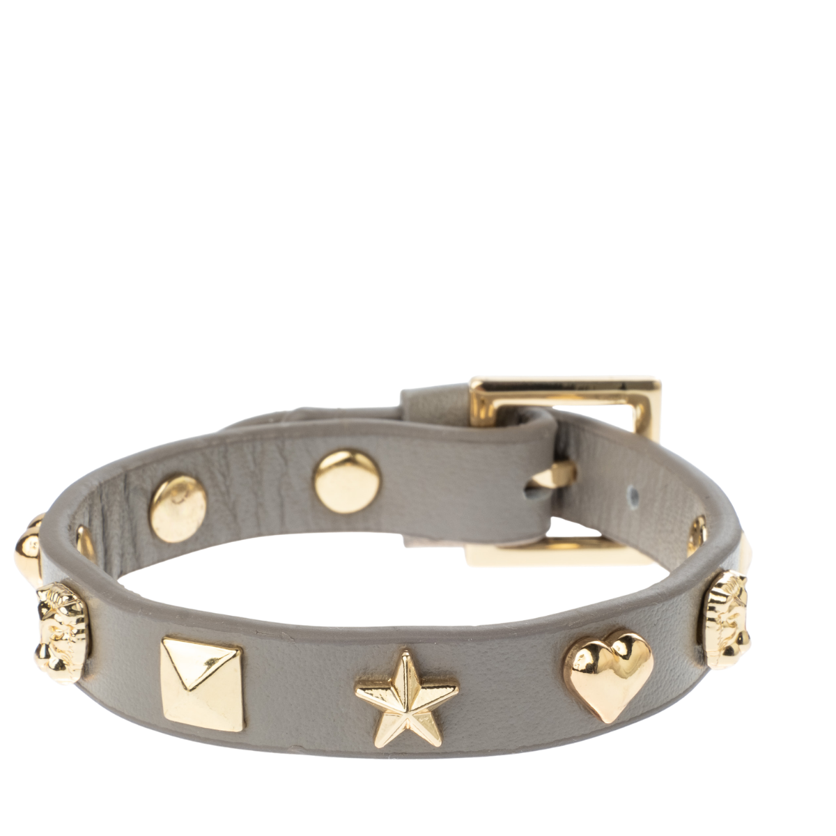 Leather Sign Stud Bracelet - Light Taupe