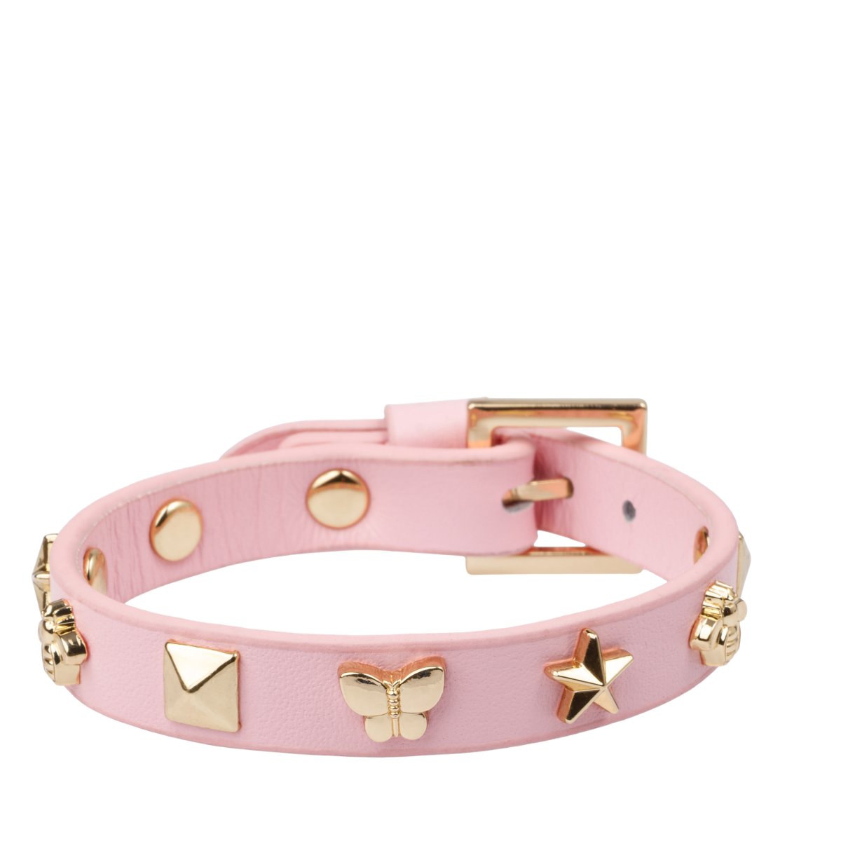 Leather Sign Stud Bracelet - Cotton Candy
