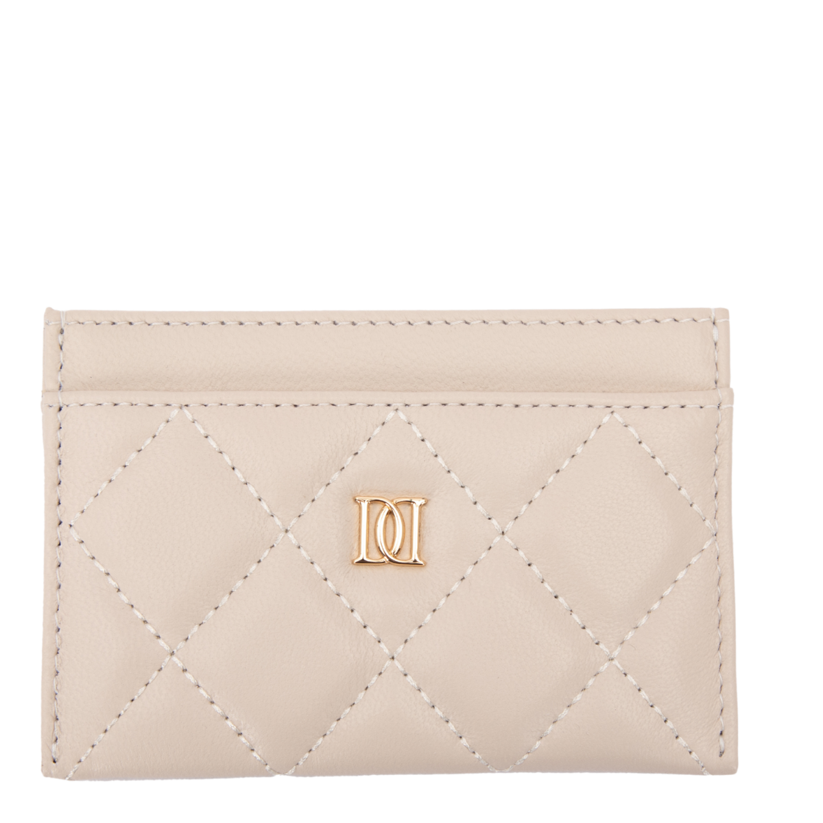 Leather Quilted Card Holder - Sand