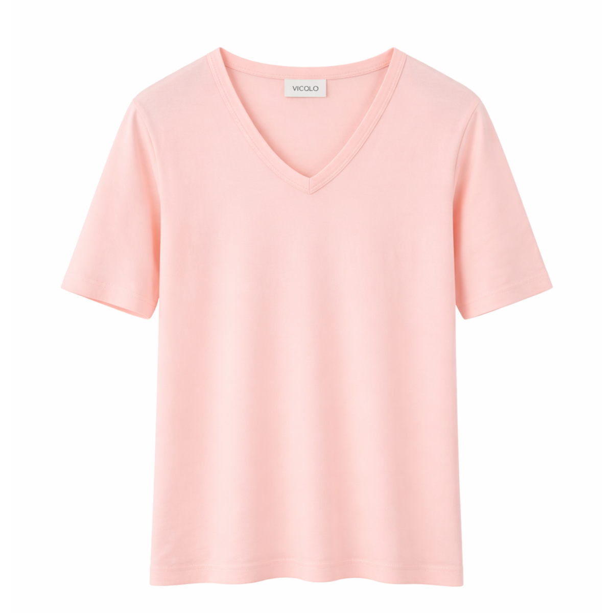 Basic V-Neck T-Shirt - Abu Rosa Pallido