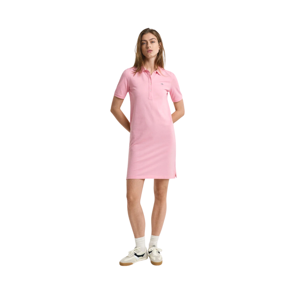 Shield Ss Pique Polo Dress - 627 Geranium Pink