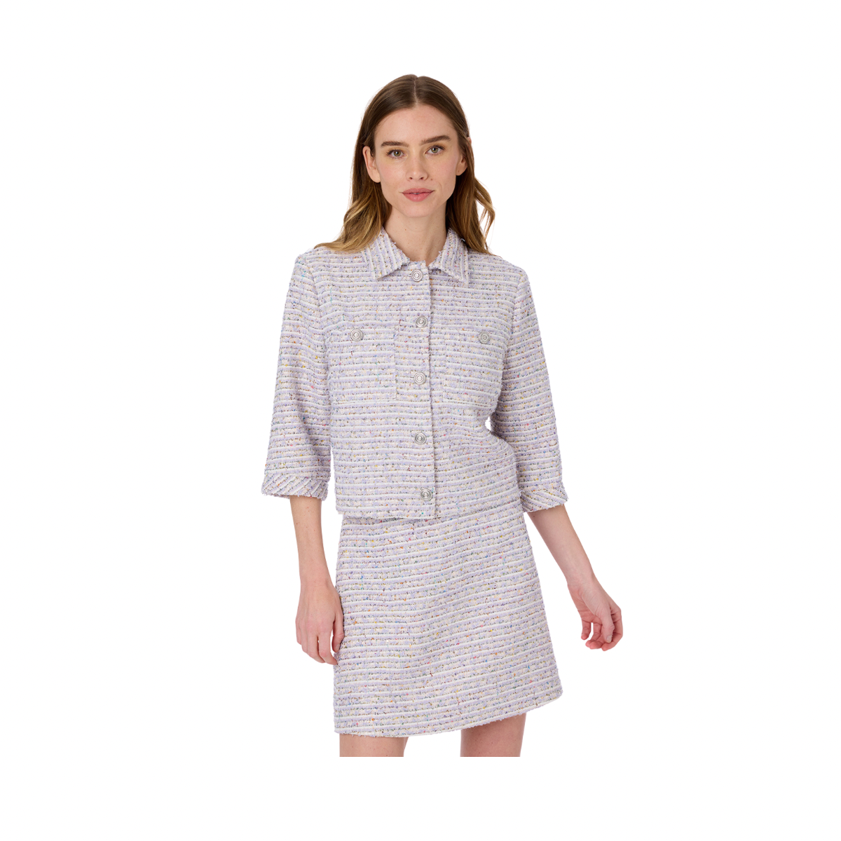 Blair tweed jacket - Purple/White