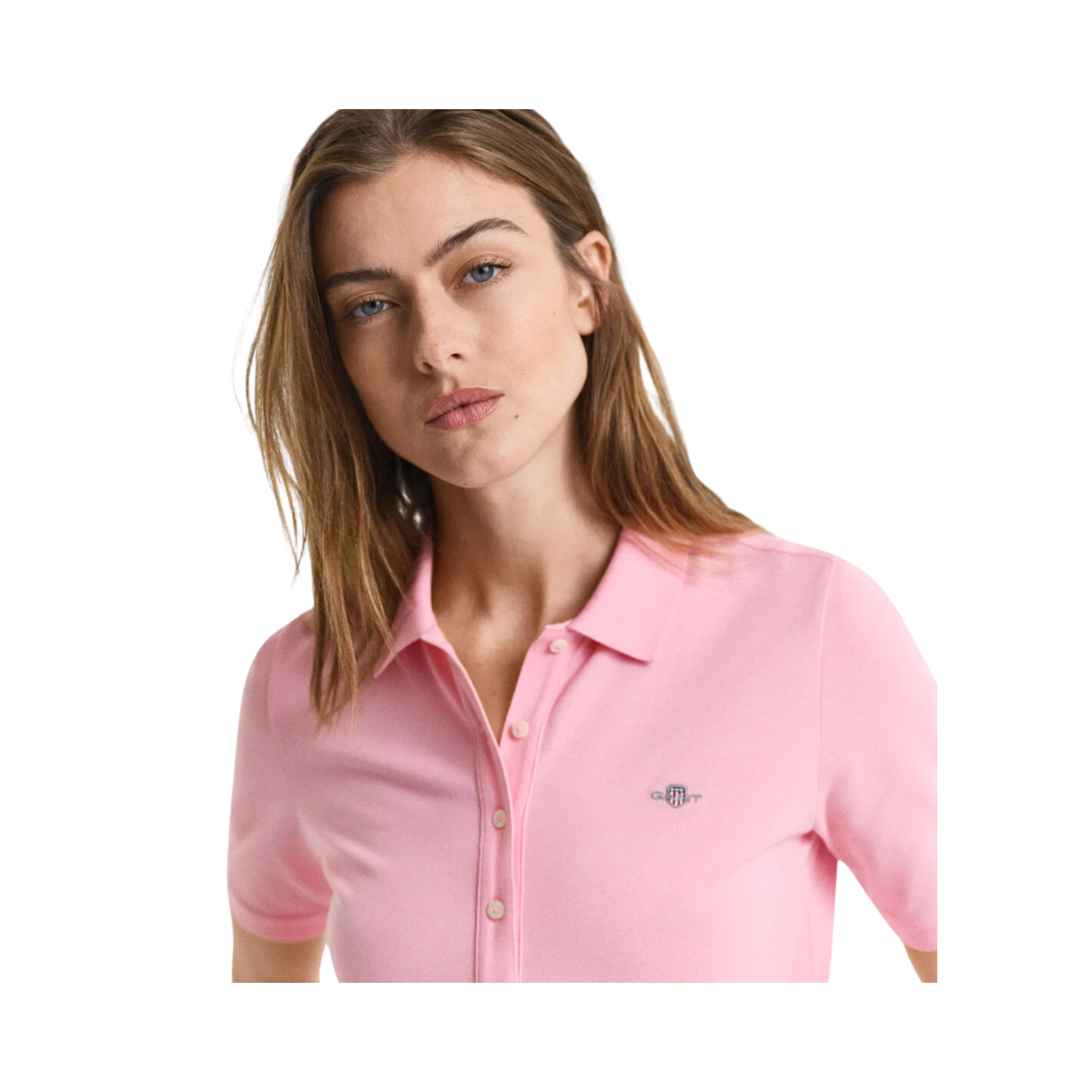 Shield Ss Pique Polo Dress - 627 Geranium Pink