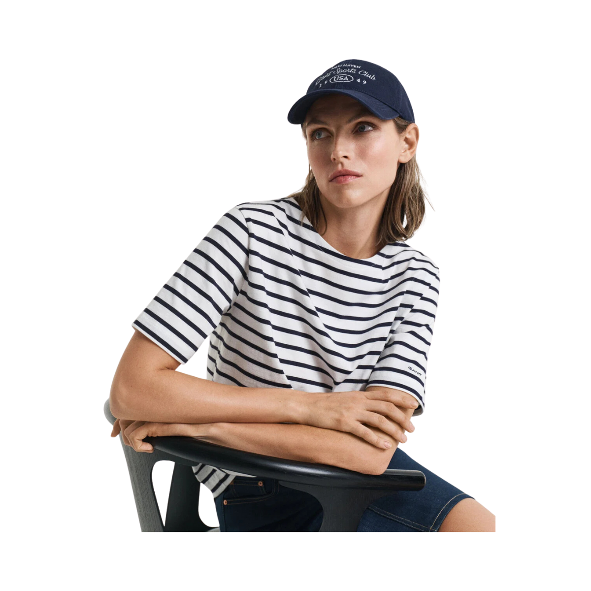 Stripe Boatneck Ss T-Shirt - 433 Evening Blue
