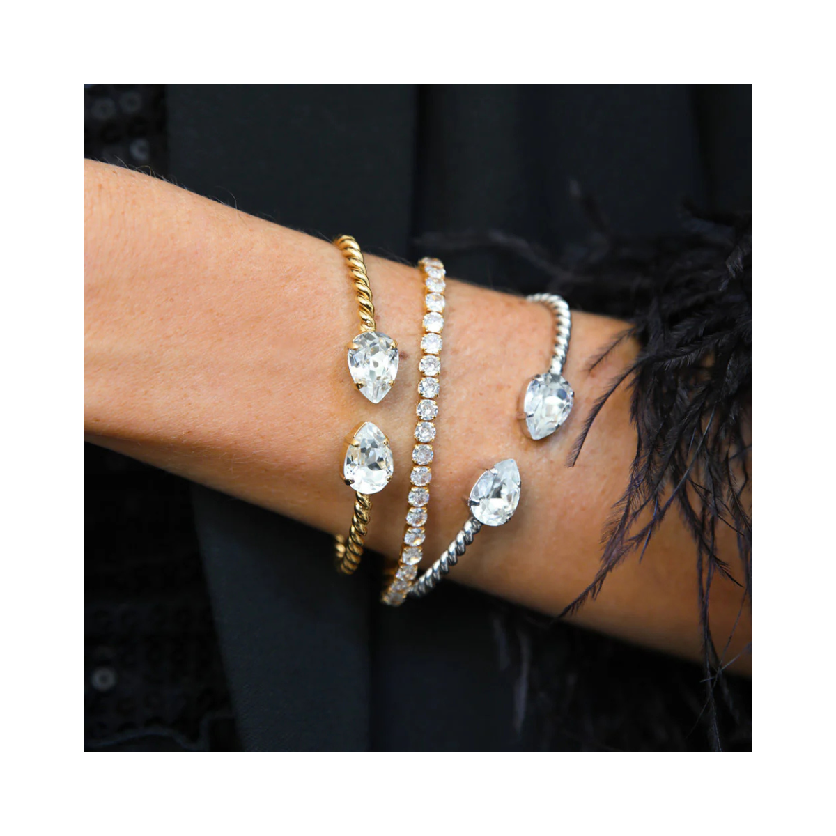 Mini Drop Bracelet Rhodium - 101 Crystal