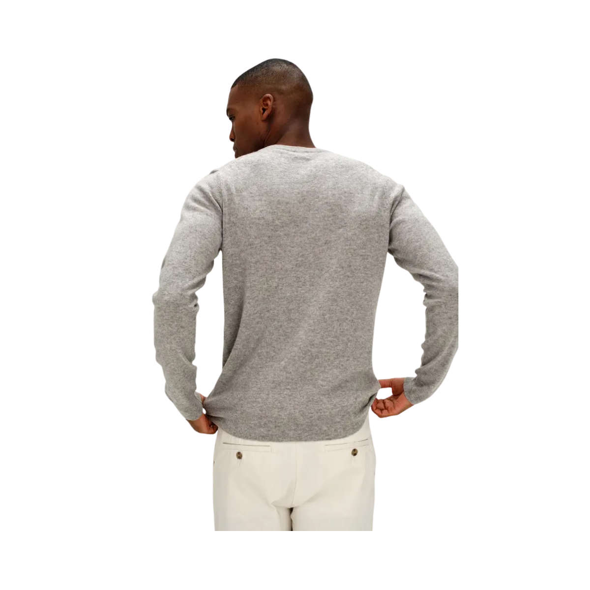 Man O-neck Plain - Light Grey