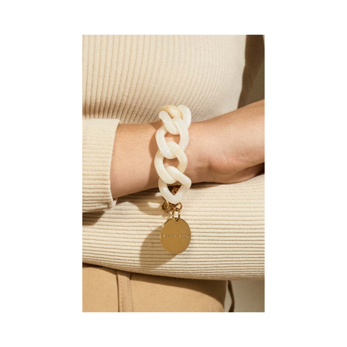 Flat Chain Bracelet - White Marble