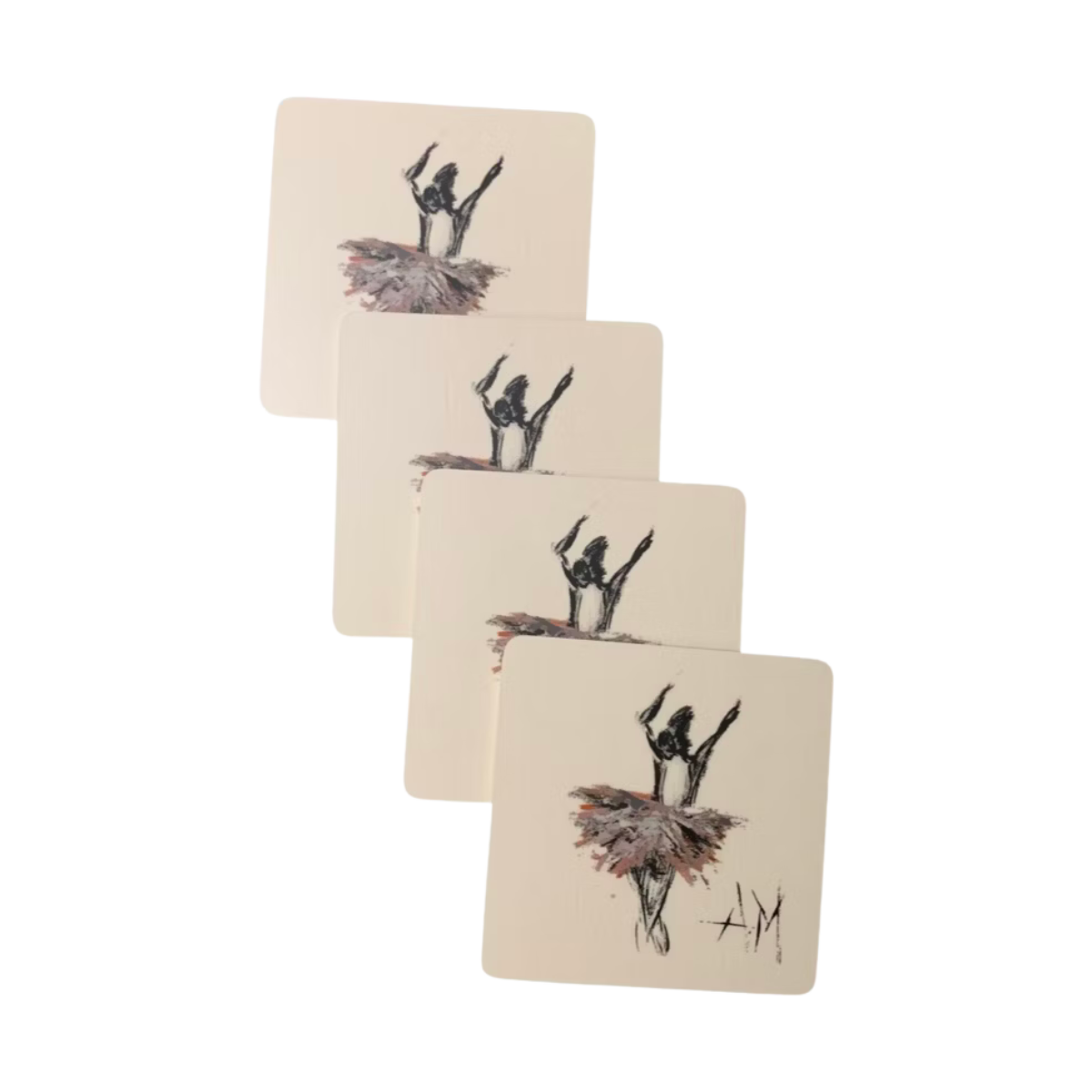 Ballerina Glasunderlägg 4-pack - White