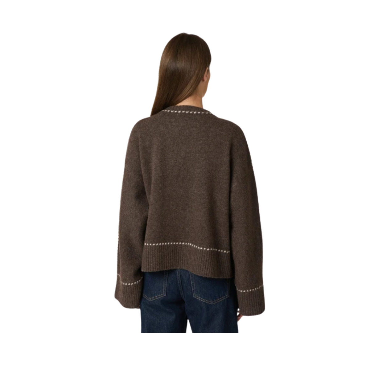 Roeme Knit Stitch Blouse - 205 Brown Melange