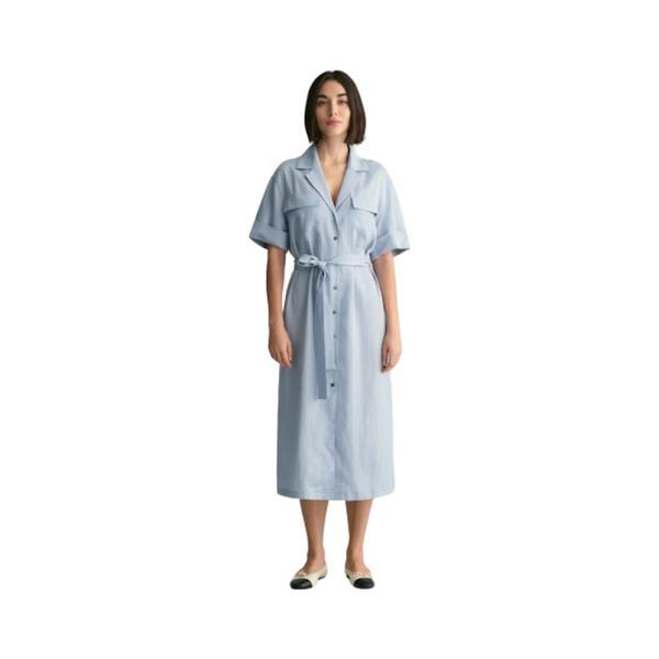 Relaxed Pocket SS Shirt Dress - Blue