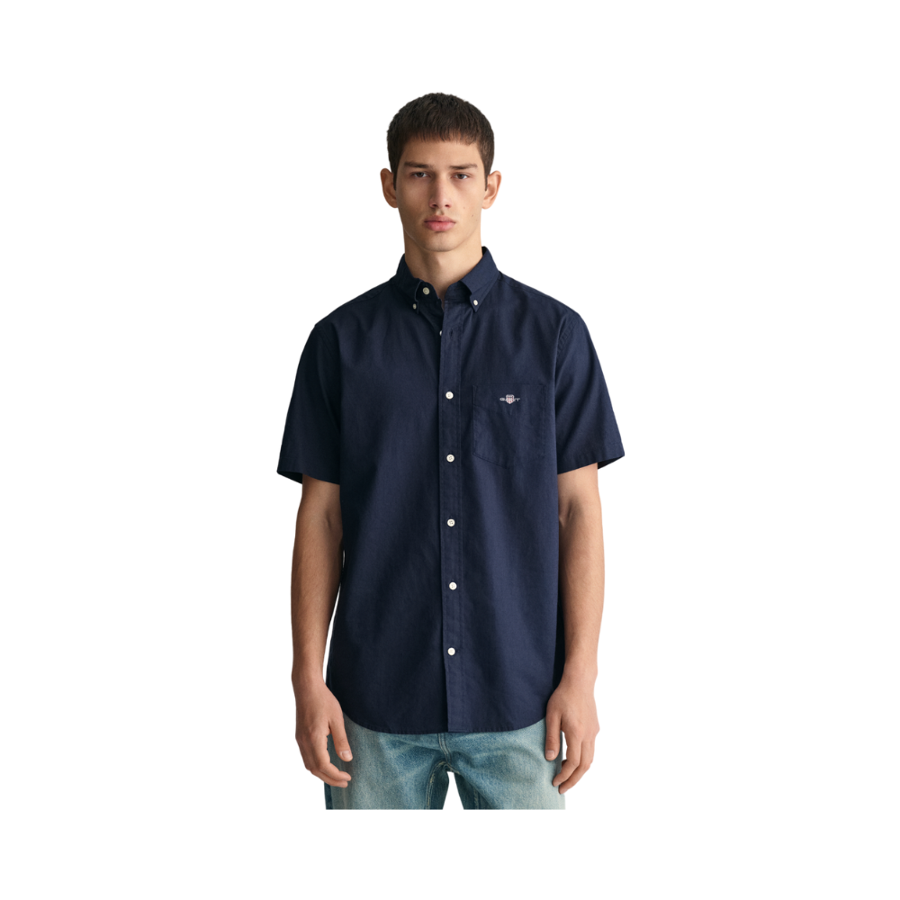 Cotton Linen SS Shirt - Navy
