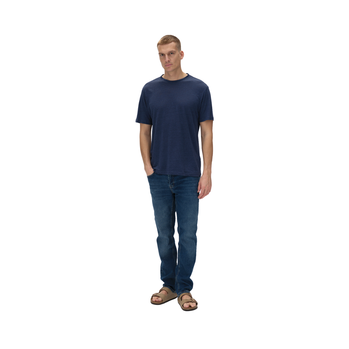 Duke Linen SS Tee - Dark Denim