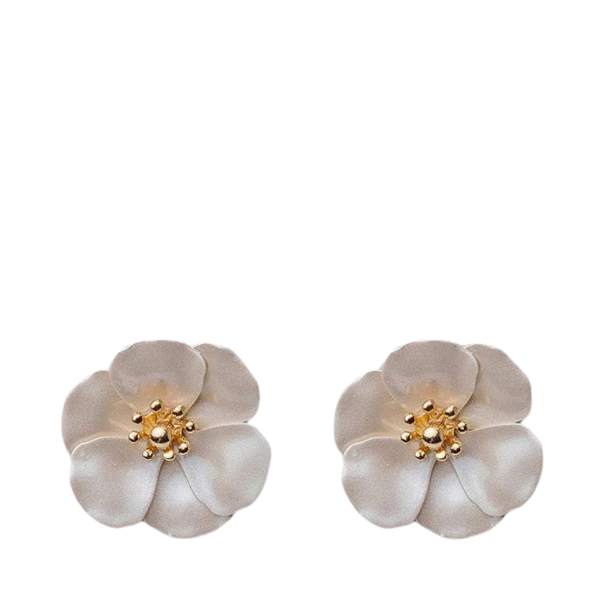 Flower Small Earrings Beige Pearl - Beige Pearl